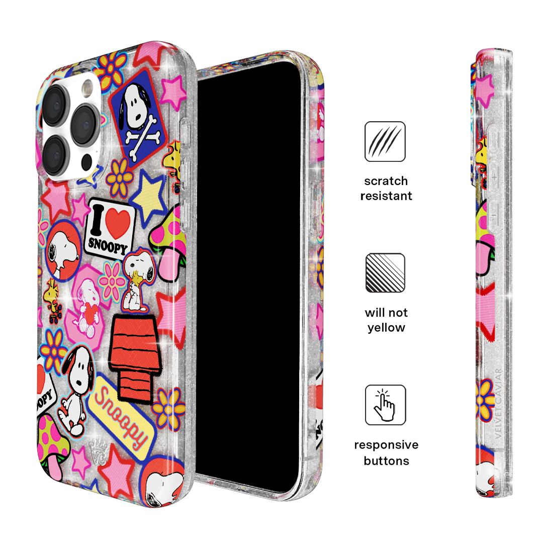 Snoopy Patchwork Glitter iPhone Case