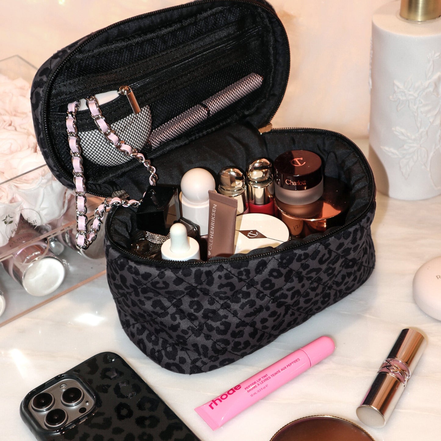 Black Leopard Vanity Bag