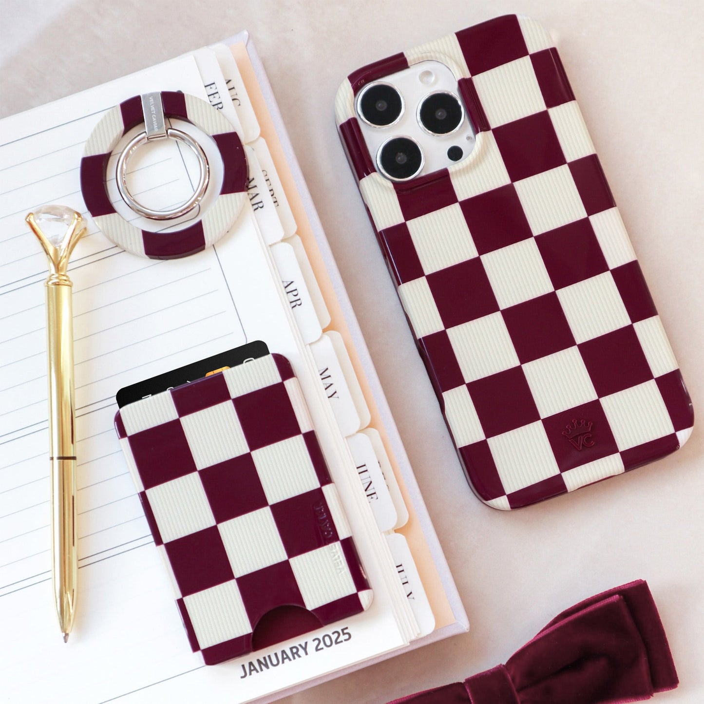 Burgundy Vibe Checker MagSafe Wallet