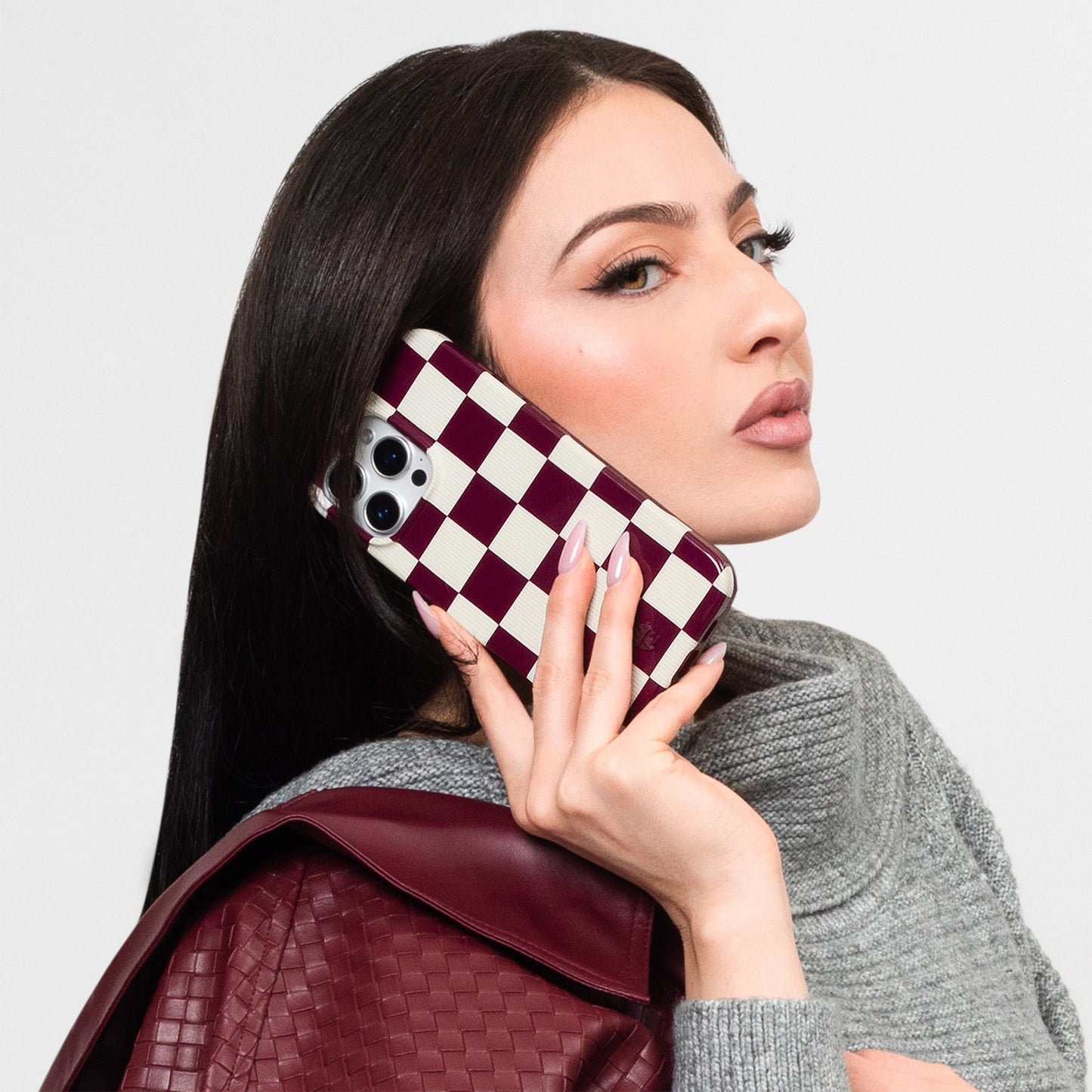 Burgundy Vibe Check iPhone Case