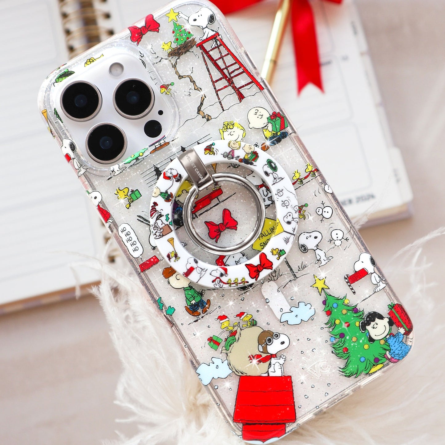 Snoopy Christmas Glitter MagSafe Grip Ring