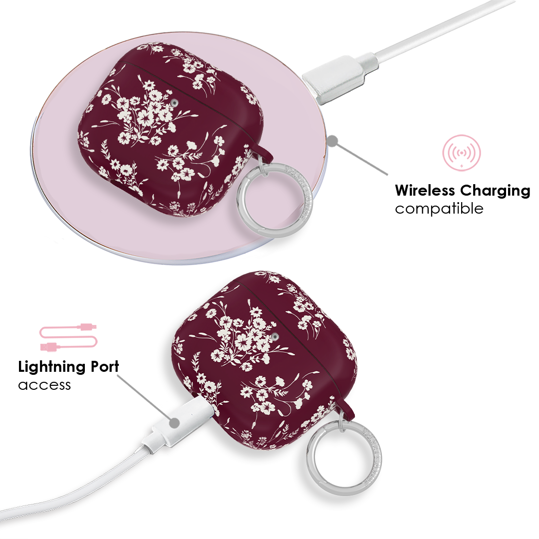 French Burgundy Floral AirPod Case