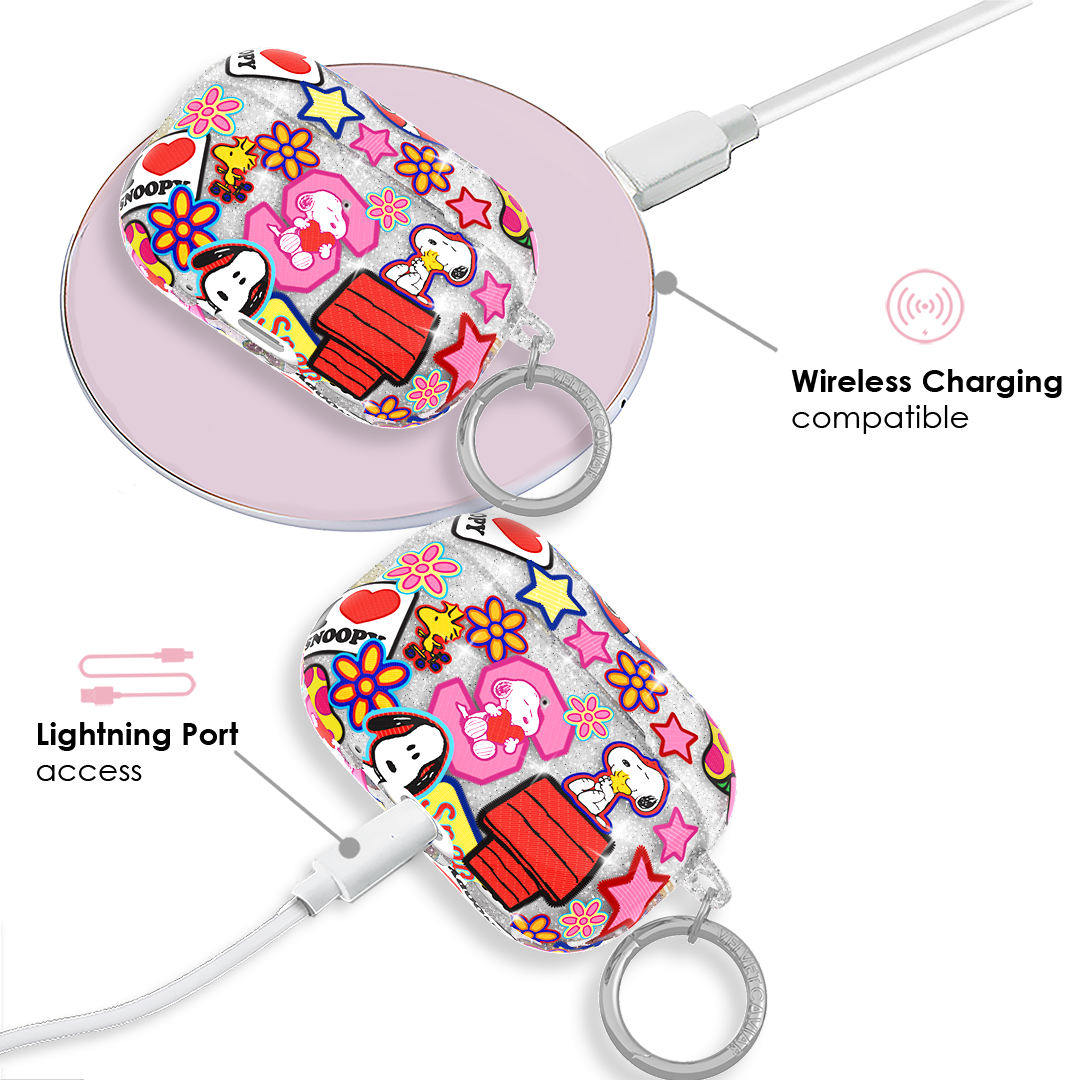 Snoopy Patchwork Glitter AirPod Case