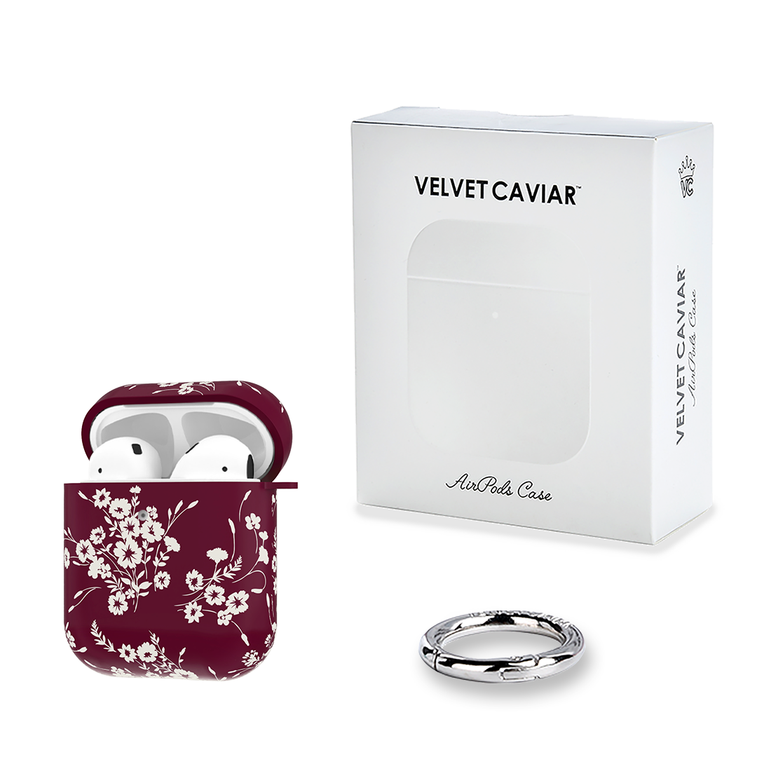 French Burgundy Floral AirPod Case