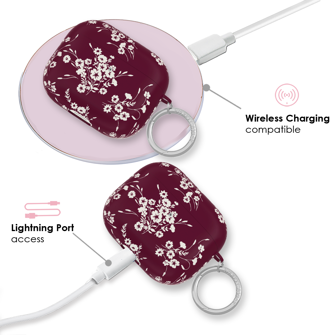 French Burgundy Floral AirPod Case