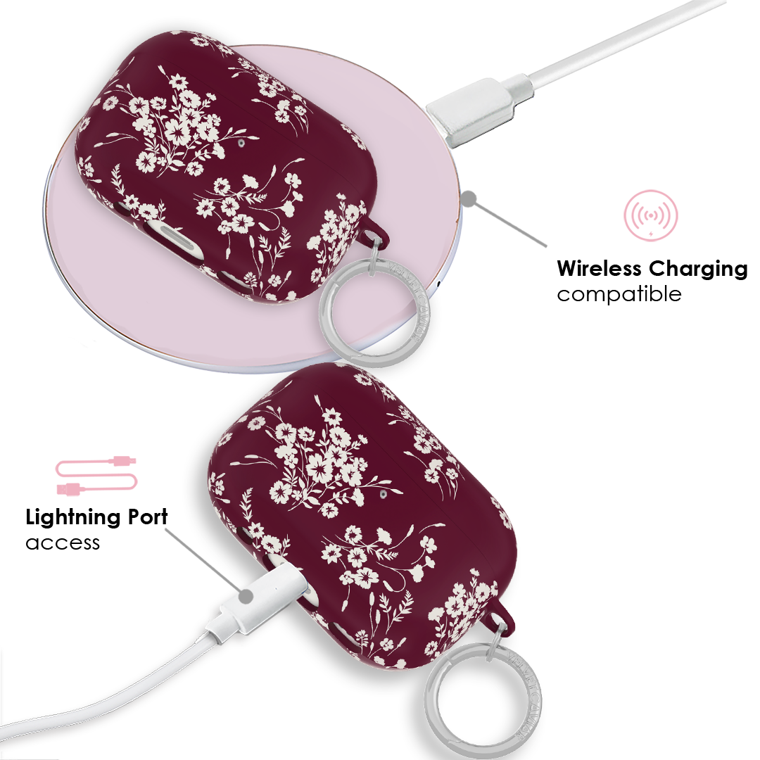 French Burgundy Floral AirPod Case