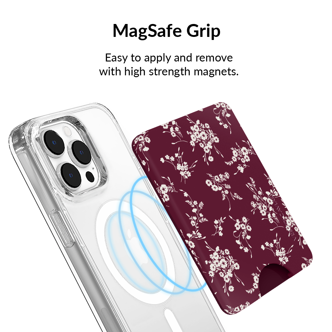 French Burgundy Floral MagSafe Wallet