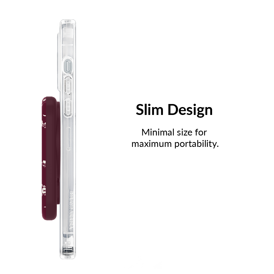 French Burgundy Floral MagSafe Battery Power Pack