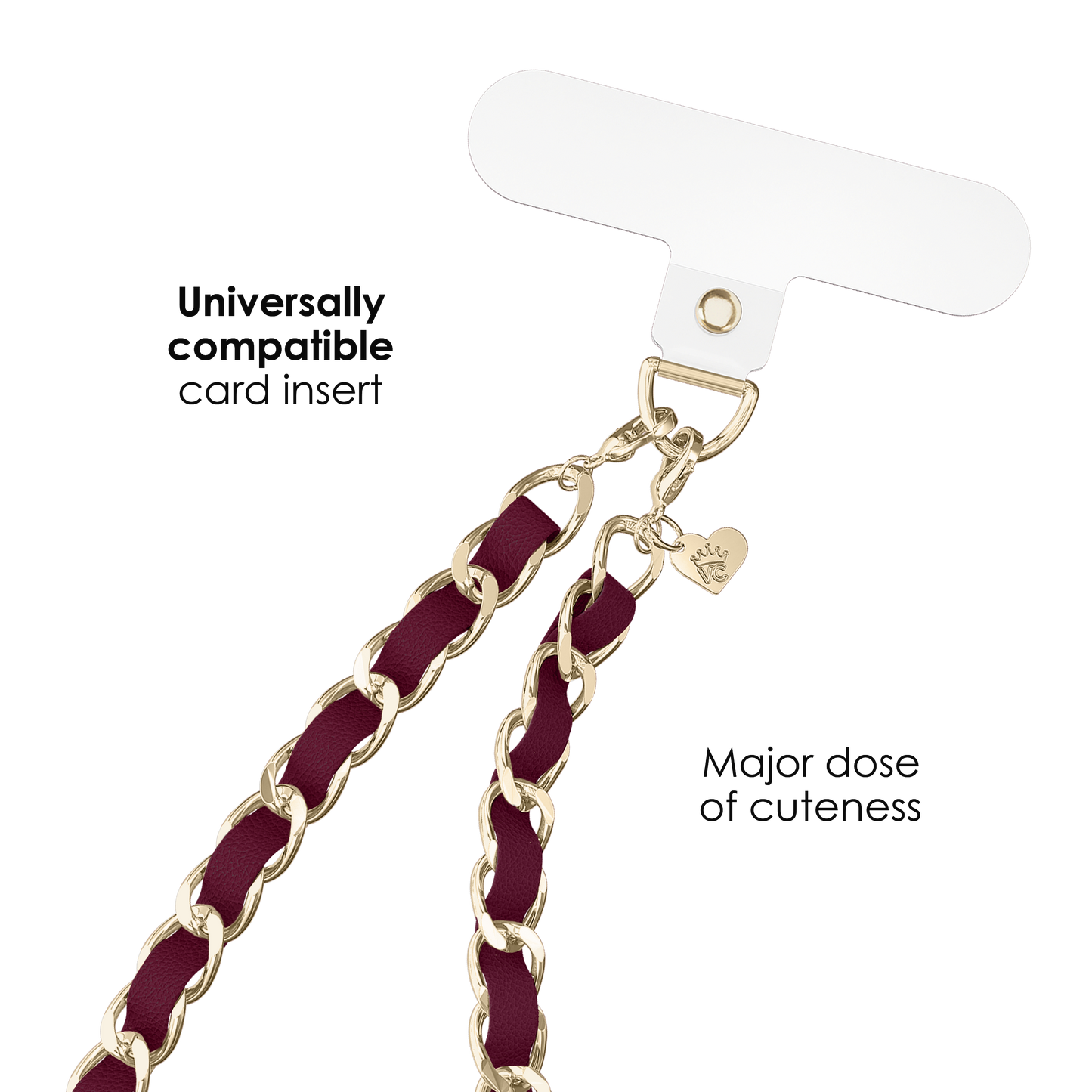 Burgundy Leather Chain Phone Charm