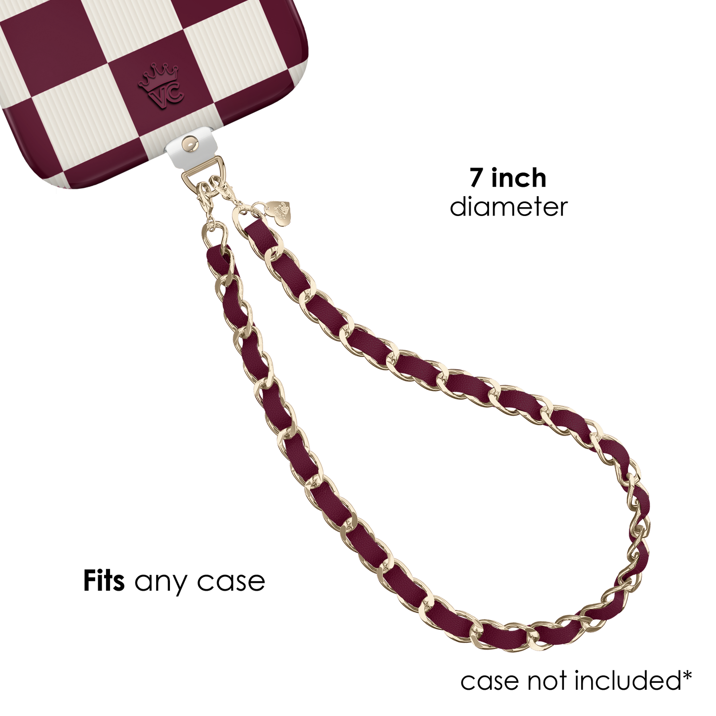 Burgundy Leather Chain Phone Charm