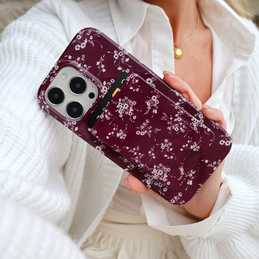 French Burgundy Floral MagSafe Wallet