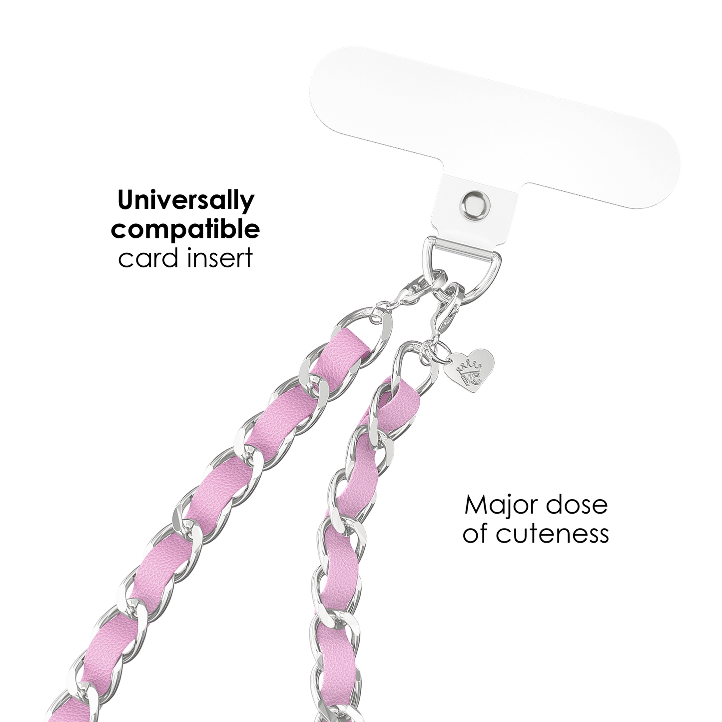 Pink Leather Chain Phone Charm