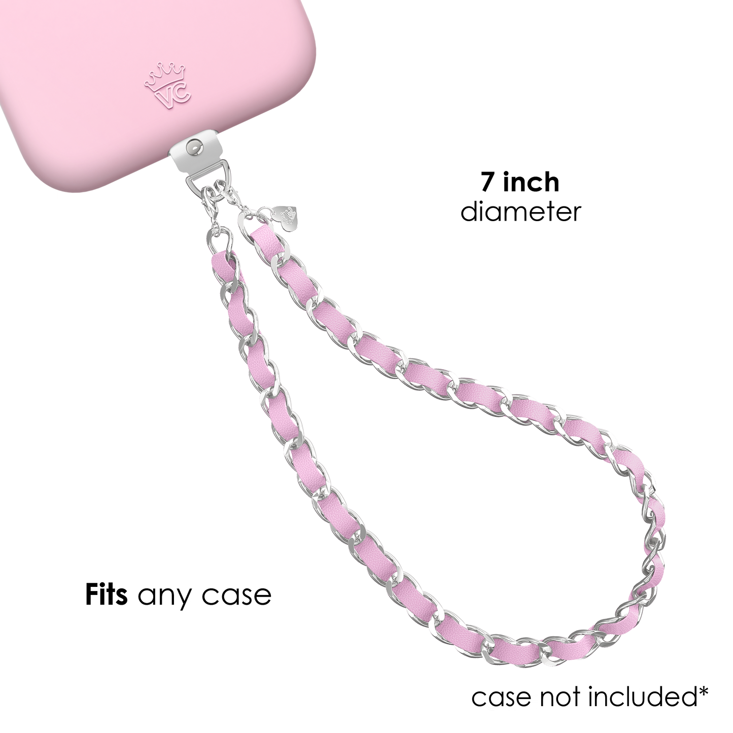 Pink Leather Chain Phone Charm