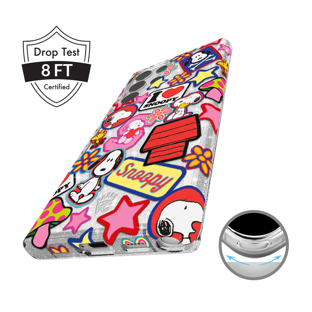 Snoopy Patchwork Glitter Samsung Case