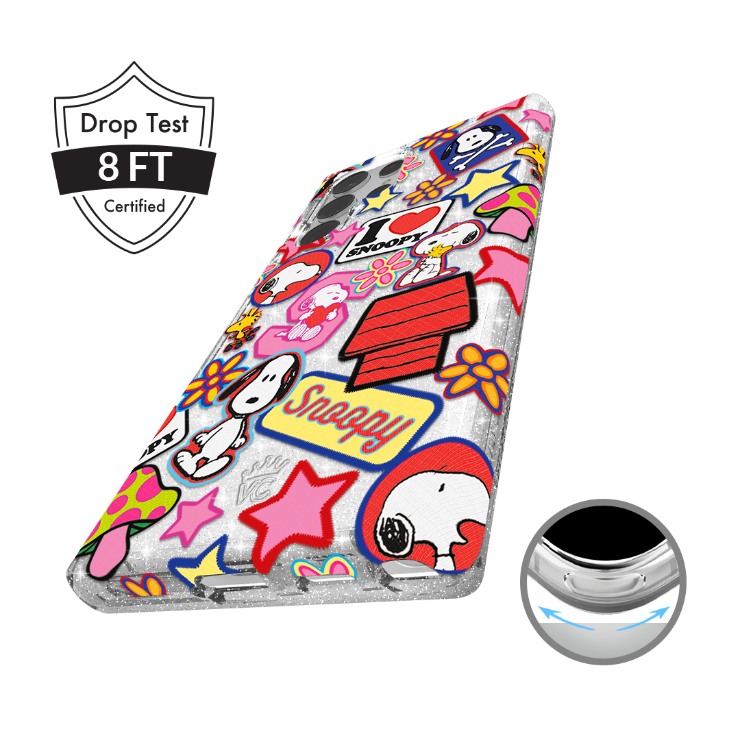 Snoopy Patchwork Glitter Samsung Case