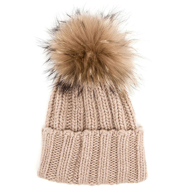 LUX FUR POM BEANIE MORE COLORS+